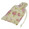 10x14 cm El Yapımı Takı Çanta Gül Çiçek Pamuk Keten İpli Paket çanta Çuval Takı Torbalar düğün bomboniera Hediye çuval çanta
