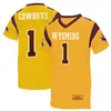 Hombres Mujeres Jóvenes / Niños Wyoming Cowboys Personalizado / Personalizado NCAA jersey Dorado Marrón Cualquier nombre Cualquier número Venta al por mayor de calidad superior
