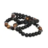 Mode Frauen Männer Natürliche Schwarze Lava Stein Armbänder 10mm matte Tiger Eye Stein Perlen schraubverschluss Chakra Armbänder