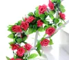 2.5m 8,2ft kunstmatige zijde rose bloem klimop wijnstok blad garland bruidspartij home decor kerstmis indoor outdoor decoratie rotan rekwisieten gift