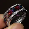 Victoria Wieck Luxury Jewelry Princess 925 Sterling Silver Gemstones Multi Stone Simulated Diamond Wedding Party Finger Band Ring Size 5-11