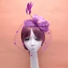 Accessori per capelli Fascinator di piume Cappello da velo da sposa in gabbia per uccelli Cappelli da sposa e fascinatori economici Feminino Cabelo 4 colori1488970