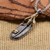 High Quality Titanium Steel Feather Eagle Claw Pendant Chains Necklace For Mens Trendy Japan Goro's Joyas Male Bijoux