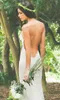 Abito da sposa sexy Boho Beach in pizzo senza spalline Guaina da giardino Bohemian Backless Summer Holiday Abiti da sposa trasparenti