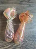 Partihandel 3inch Mini Billiga Gul Rainbow Glass Handrör Rök tobaksrör för rökning Herbal .Herbal Spoon Pipe Gratis frakt