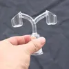 Neuer 4 mm dicker Doppelschüssel-Quarz-Banger für Bong-Wasserrohr, gebogener Typ männlich weiblich, 10 mm, 14 mm, 18 mm, schnelle hohe Qualität