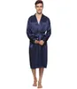 Wholesale-Men Satin Pajama Robe Longwear Bathrobe Lightweight Dressing NightGown with 4 colours