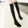 2017 neue über knie stiefel weibliche flache stretch wolle pullover socken stiefel frauen herbst winter lange reifen student schuhe College stil