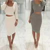 Fashion Women's Clothes Two-Pieces Dress Long Sleeve Short Skirt Skinny Package Buttocks Sexy Party Ladies Clothing Slim Sets Drop Shipping