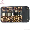 Pop Sixplus 12 st Leopard Makeup Brushes Syntetiska Trä Makeup Tool Kits Professionella Pinceis Skönhetsprodukter Set