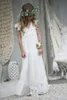 2019 New Arrival Boho Vestidos menina para casamentos baratos V Neck Chiffon Lace Criança Comunhão formal do casamento Beach Dress Custom Made
