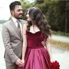 2016 Abend Prom Kleider Vestidos de fiesta echtes Bild Schatz Burgund Wine Red Samt Satin Ballkleid formelle Lange Kleider1515316