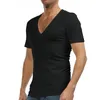 Whole-Undershirt for Men Dress Shirt Deep V Neck Fanila T Shirt for Camiseta Hombre 95% Cotton Ondergoed Sexy White S-XXXL G 2256M