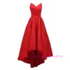 Robes Designer arabe chérie haute robe de bal en satin mate rouge bas