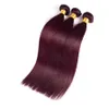 Утки класса 9A Бразильские бордовые наращивание волос # 99J Винно-красные 3 пучка Бразильские шелковистые прямые бордовые красные человеческие волосы плетут DHL Fre