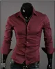 2016 VSKA new spring business shirts wild solid color Slim casual men pointed collar long-sleeved shirt