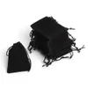 Free Shipping 100Pcs/lot 7x9cm Portable Black Velvet Gift Pouch Small Jewelry Bag jewelry Packaging Pouch