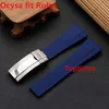 Rose Gold Clasp OcYSA Black SUB 20mm Durable Waterproof Band Watch Bands Watches Accessories Folding Buckle Rubber Strap