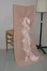 2016 Custom Made Blush Chiffon Chair Covers Romantic Beautiful Ruffles Chair Sashes Cheap Wedding Chair Decorations 03