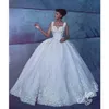 Charmante robe de bal dos nu robes de mariée perlée dentelle florale appliques robes de mariée chérie 2017 sexy magnifique tulle longue robe de mariée