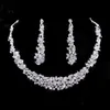 Bling Silver Crystal Bridal Sieraden Geplateerde Ketting Diamant Oorbellen Bruiloft Sieraden Sets Voor Bruid Bruidsmeisjes Dames Bridal Accessoires