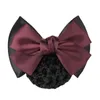 Lady Satin Bow Rhinestone Barrette Haar Clip Cover Net Bun Snood Bowknot Sweet # R48