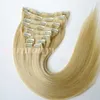 160g 10pcs/set Clip in hair Extension human hair #613/Bleach Blonde 20 22inch Straight Brazilian Hair Extensions