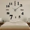 Wholesale- Happy home Living Room Bedroom Home Docerate Wall Clock Modern DIY Large Wall Clock 3D Mirror Surface Sticker Home Office Decor