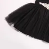 2017 baby flicka barn fest klänning flicka prinsessan klänningar spets gasbind svart klänning med sash flickor julklänning tutus för tjejer barn klänning