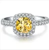 3 Karat Prinses Cut Kussen Vorm Geel Sona Synthetische Diamant Verlovingsring A-OK Bridal Sieraden Gift Wit Goud Platina