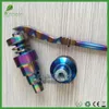 Colorful Glass Quartz Nails Rainbow Domeless Titanium Nails set 6 in 1 10mm 14mm 18mm Female/Male Carb Cap Rainbow Ti Nail dabber