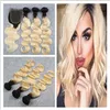 1B / 613 Russe Blonde ombre cheveux avec fermeture 4pcs Lot Roots Dark Roots Two Tone Ombre Poules de cheveux russes avec fermeture de la dentelle à vagues corporelles