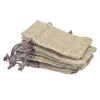 7x9cm Anpassad Faux Jute Drawstring Smycken Väskor Godispärlor Små påsar Burlap Blank Linne Fabric Presentförpackning Väskor Brun Färg