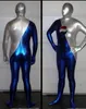 Blue and Silver Shiny Metallic Man Cosplay Costume Zentai Halloween Suit