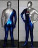 파란색과 은색 반짝이 금속 남자 코스프레 의상 zentai 할로윈 양복