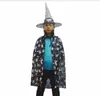 Halloween Barnkläder Trollkarlar Barnkläder Witch Cloak + Hat Två Sats Party Decoration Kids Cipy Witch Cloak Caps