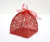 Design-2 100 sztuk Laser Cut Hollow Rose Flower Candy Box Chocolates Pudełka ze wstążką do Wesele Party Baby Shower Urodziny Favor Prezent