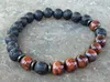 SN1083 Bracciale da uomo rosso lava naturale con occhio di tigre Nuovo design Yoga Mala Borda il braccialetto Meditazione buddista Chakra Jewelry243y