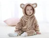 Outono inverno bebê macacão urso estilo bebê coral velo marca hoodies jumpsuit meninas meninas meninos romper recém-nascido roupa toddle roupas