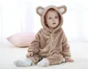 Autunno Inverno Pagliaccetti per bambini Orso stile bambino in pile di corallo di marca Felpe con cappuccio Tuta neonate ragazzi pagliaccetto neonato abbigliamento da bambino