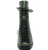 Fashion Square Toe Lace-Up Genuíno Couro Sólido Mulheres Nuas Tornozelo Botas Grossas Salto Marca Mulheres Sapatos Causal Motocicletas Boot