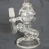 bong in vetro dal design piccolo con teschio nero e trasparente da 8" con giunto da 14,4 mm con cupola per bong in vetro per tubo dell'acqua, piattaforma petrolifera