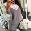 Frauen Casual Langarm Neue Spitze Blusen 2017 Herbst Winter Elegante Blusa Häkeln Aushöhlen Solide Shirts Tops Plus Größe GV1028 q171122