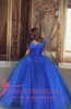 حار سندريلا الأزرق فساتين quinceanera قبالة الكتف قصيرة الأكمام مطرز الكرة ثوب مشد صد تول vestidos quinceanera فساتين السهرة