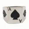 FANSSTEEL acier inoxydable vintage hommes ou femmes bijoux CHEVALIÈRE CLASSIQUE POKER SPADE A LUCKY RING 13W772306620