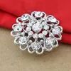 Wykwintowany Kwiat Srebrny Broszka Wyczyść Kryształ Diamante Rhinestone Kwiat Pin Broszka Ślub Bukiet Broik Broszka Lady Corsage Breastpin B635