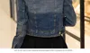 도매 - 2016 봄 가을 플러스 사이즈 빈티지 여성 긴 소매 코트 한국 미국 국기 데님 짧은 캐주얼 Jean Jacket 겉옷 730