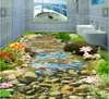 3D PVC Flooring Photo personalizzato Carta da parati Wallpaper Adesivo da parete HD Streams Goldfish Goldfish Decorazione del loto Pittura Immagine 3D Stanza di murales Sfondo murales