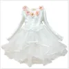 2016 Outono Nova Moda Menina Princesa Vestido Crianças Manga Comprida Flor Vestidos Estilo Coreano Bonito Do Bebê Meninas Lace Tulle Vestido Crianças Vestidos