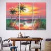 3pcs Colorful seascape boat Hawaii decoration coconut tree wall art picture poster flowers Canvas Painting living room unframed1775851